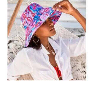 Lilly Pulitzer Ruby Red Wild Times Sun Hat NEW